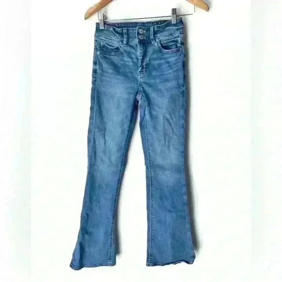 American Eagle Outfitters Womens Flare Western Country Jeans Short Stretch 0 - Picture 1 of 8